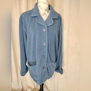 EUC! Fu Da Sport Women's Blue Fleece Barn Jacket. Size L